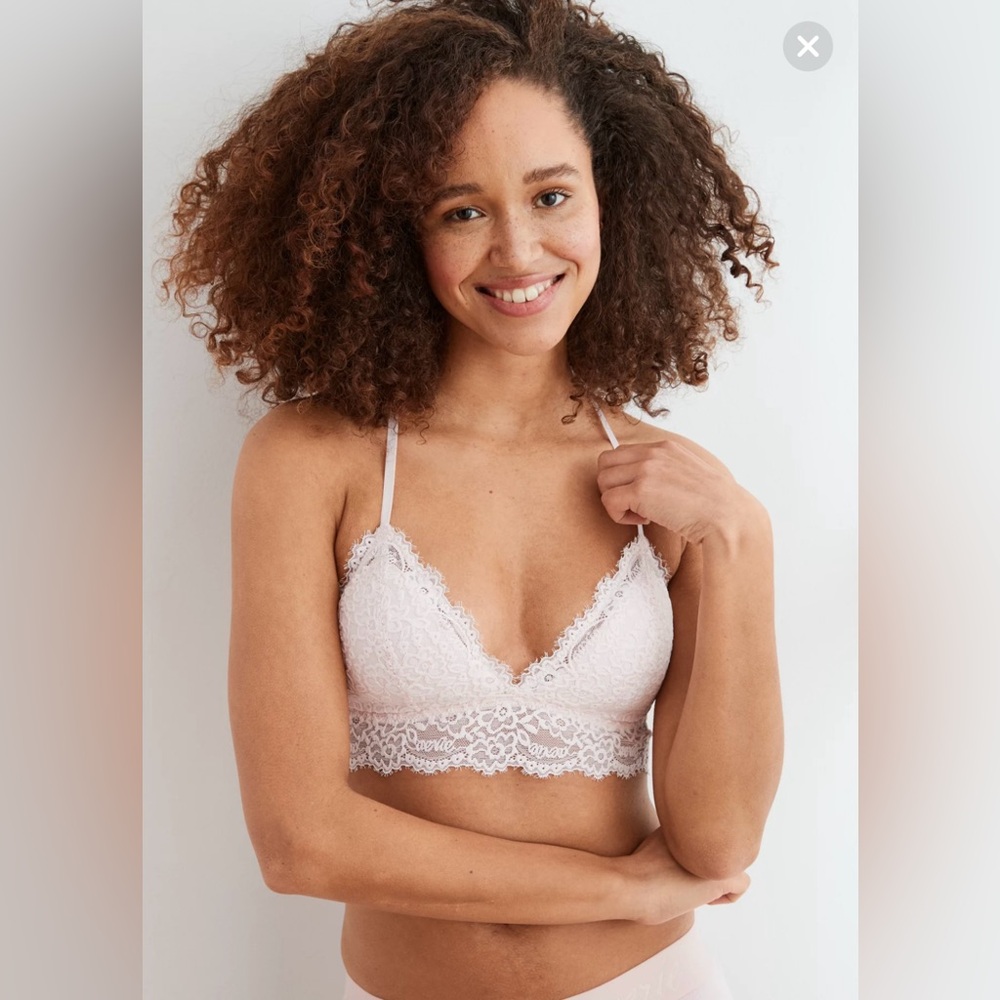 Aerie Ballet Pink Eyelash Lace Padded Bralette